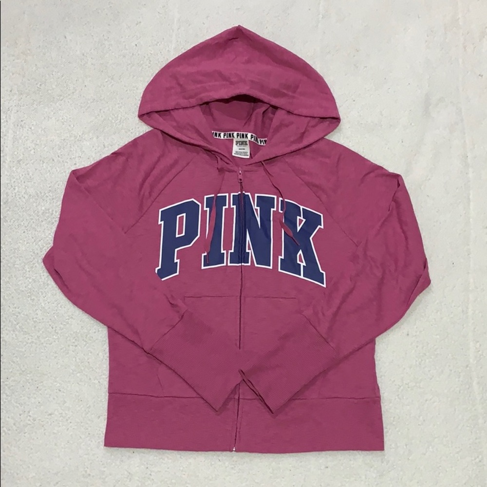 VS PINK Logo Full Zip Magenta Sz M